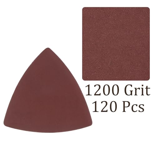 120pcs Mouse Sander Detail Sandpaper 1200Grit 3-1/8" Triangle - size: 1200 grit