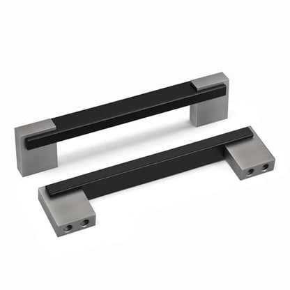 Rergy 20 Pack 4 Or 5 Inch Hole Spacing Black and Nickel Cabinet Pulls - color: Black and Brushed Nickel, size: Hole Center: 4in(102mm) and 5in(128mm)