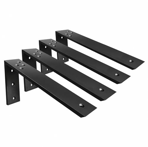 Countertop Support Brackets 4 Pack L Bracket Countertop Brackets 18" x 8" x 2.5" Heavy Duty 3/8" Thick Shelf Brackets Metal Corbels L Shape Bracket for Wood Shelf/Quartz/Granite/Concret Countertops - size: 18 Inch, style: Black-4 Pack