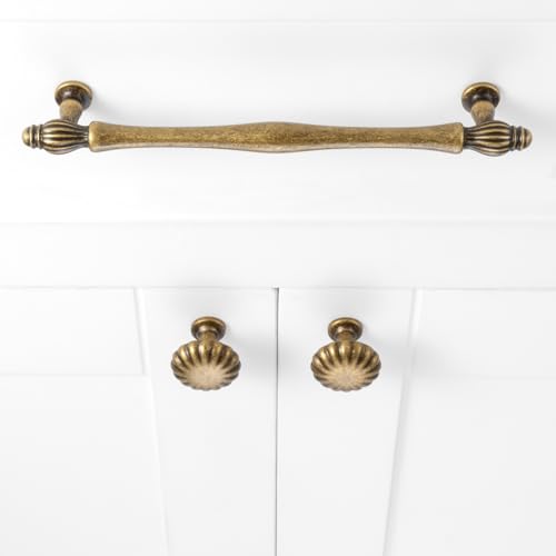 Antique Brass Cabinet Knobs Round Cabinet Pulls 10 Pack 2510 - color: Antique Brass, size: Single Hole