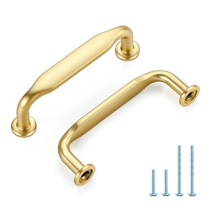 HOME EDIT Brushed Gold Solid Cabinet Handles & Pulls 3 Inch 10 Pack - color: Brushed Gold, size: 3 inches Hole Center