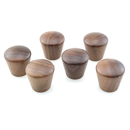 TAODAN 6pcs Natural Wood Cabinet Knob Nut-Brown Wooden Furniture Knobs 0.86x0.86 Cabinet Pull Handle Drawer Cupboard Knobs
