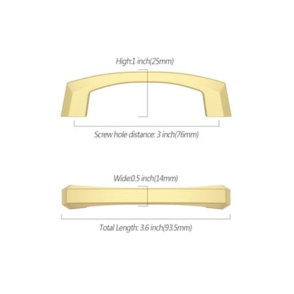 Asidrama 10 Pack 3 inch Brushed Gold Kitchen Cabinet Handles - color: Brushed Gold, size: 3" Hole Center(76mm)