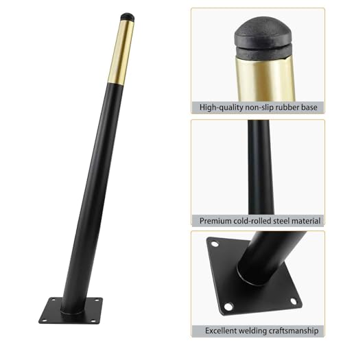 16 Inch Black & Gold Metal Furniture Legs for Chairs Sofas & Cabinets