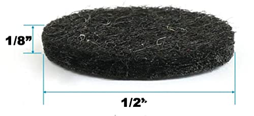 Black Self Adhesive Felt Bumpers 1/2" Diameter and 1/8" Thick (48 Pack), Round