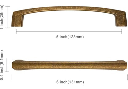 Asidrama 10 Pack 5 inch Antique Brass Kitchen Cabinet Handles - color: Antique Brass, size: 5" Hole Center(128mm)