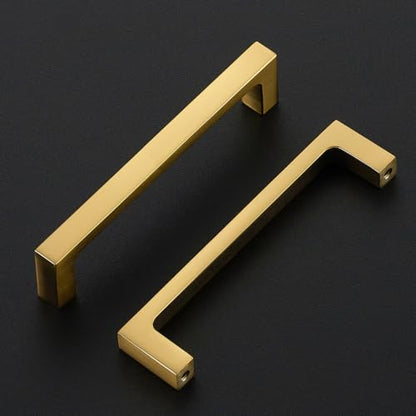 Ravinte Brushed Gold Kitchen Cabinet Solid Handles,4 Inch,10 Pack - color: Brushed Gold, size: 4 Inches Hole Center