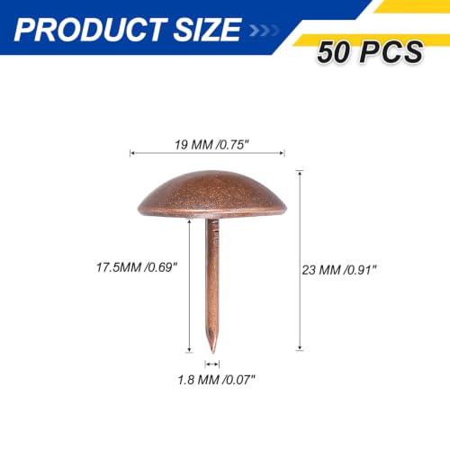 Carbon Steel Upholstery Tacks 3/4" x7/8" 50 Pcs Red Bronze - color: Red Bronze, size: 3/4" x 7/8"