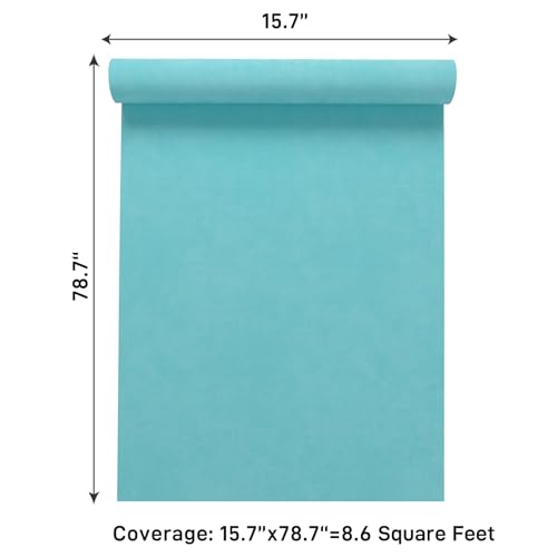 VaryPaper 15.7" x 78.7" Aqua Blue Velvet Fabric Self Adhesive Felt Drawer Liner Soft Fabric Flocking Lining for Jewelry Box Dresser Shelves Velvet Wallpaper Peel and Stick Large Felt Sheets for Crafts - color: Aqua Blue