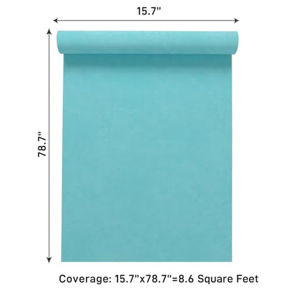 VaryPaper 15.7" x 78.7" Aqua Blue Velvet Fabric Self Adhesive Felt Drawer Liner Soft Fabric Flocking Lining for Jewelry Box Dresser Shelves Velvet Wallpaper Peel and Stick Large Felt Sheets for Crafts - color: Aqua Blue