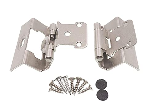 DecoBasics 1/2" Overlay Full Wrap Cabinet Hinges for Kitchen (10 Pair /20 Pcs) -Satin Brushed Nickel Full Wrap Around Self Closing Cabinet Hinges - style: 10 Pairs Pack /20 Pcs