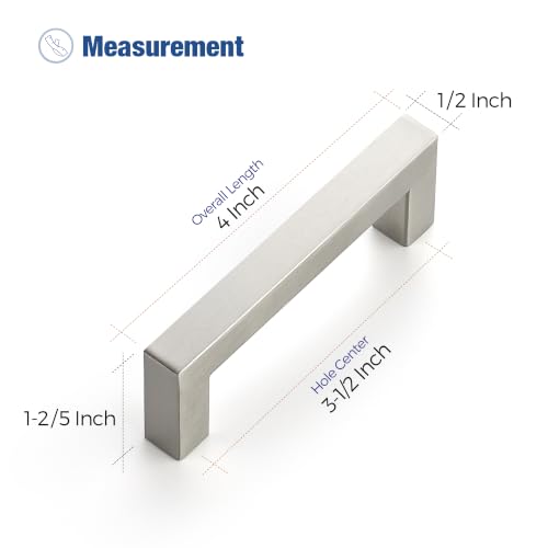 Ravinte Brushed Nickel Square Pulls Cabinet Handles,3-1/2 Inch,30 Pack - color: Brushed Nickel, size: 3-1/2 Inch Hole Center