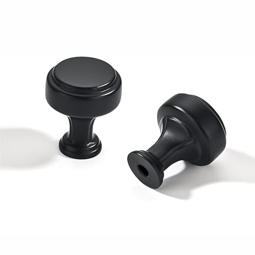 LIMUR 10 Pack 1 Inch Matte Black Cabinet Knobs – Solid Zinc Alloy Single Hole Drawer Knobs for Kitchen Cabinets, Bathroom Vanity, Dresser & Wardrobe, M4 Screws Included - color: Matte Black, size: Single Hole