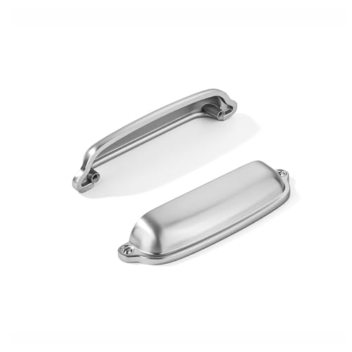 khtumeware 10 Pack Brushed Nickel Cup Pulls 3 Inch Center to Center - Cabinet & Drawer Handles for Kitchen Hardware - color: Brushed Nickel, size: 3"(76mm) Hole Center