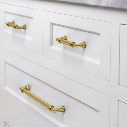 10 Pack Vibrant Brushed Moderne Brass Cabinet Pulls 3.75 Inch(96mm) Heavy-Duty Solid Kitchen Cabinet Handles Cabinet Hardware Drawer Pulls - color: Vibrant Brushed Moderne Brass, size: 3.75" Hole Center