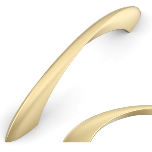 Amerdeco 10 Pack Brushed Gold Cabinet Pulls 3.75 Inch(96mm) Hole Center Cabinet Hardware Gold Kitchen Cabinet Handles for Bathroom Drawer Pulls Dresser Pulls ZH0048… - color: Brushed Gold, size: 3.75"/96MM Hole Center