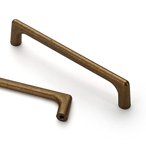 Asidrama 10 Pack 5 Inch(128mm) Antique Brass Cabinet Pulls Cabinet Handles Cupboard Handles Kitchen Cabinet Hardware for Cupboard Drawer Pulls - color: Antique Brass, size: 5" Hole Center, style: 10 Pack