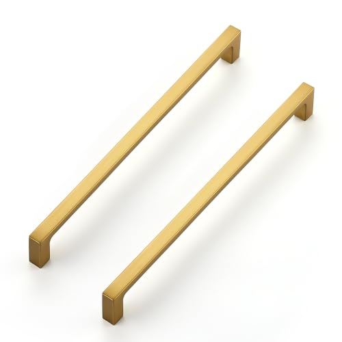 Ravinte Brushed Brass Solid Pulls Cabinet Handles 8 Inch 5 Pack - size: 8 Inch Hole Center