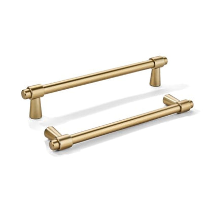 khtumeware 5 inch 5 Pack Brushed Brass Cabinet pulls Zinc Alloy Modern and Simple Cabinet Handle Suitable for Custom Whole-House Furniture (Kitchen/Bathroom/Bedroom). - color: Brushed Brass, size: 5 Inch