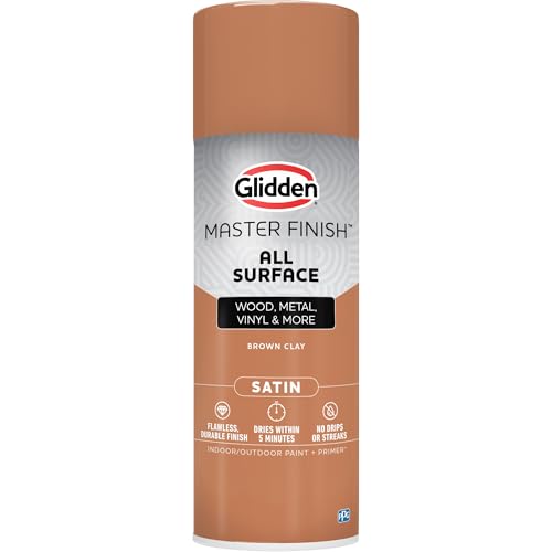 Glidden Master Finish 12 oz. Satin Brown Clay Interior/Exterior All Surface Spray Paint and Primer - color: Brown Clay, size: 12 Ounce (Pack of 1)