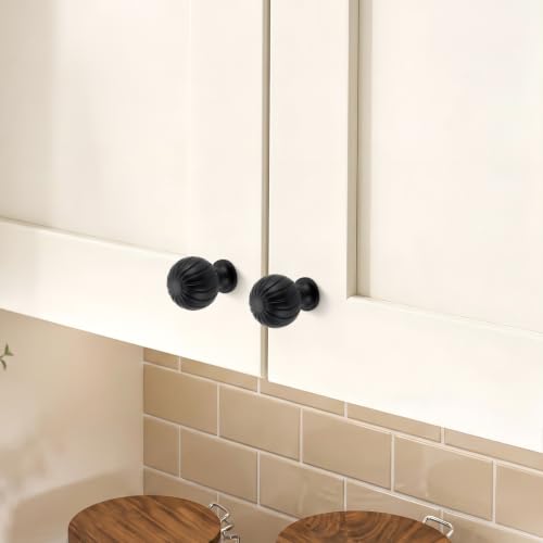 12 Pack Black Cabinet Knobs, 1 Inch Round Dresser Drawer Knobs - color: Black