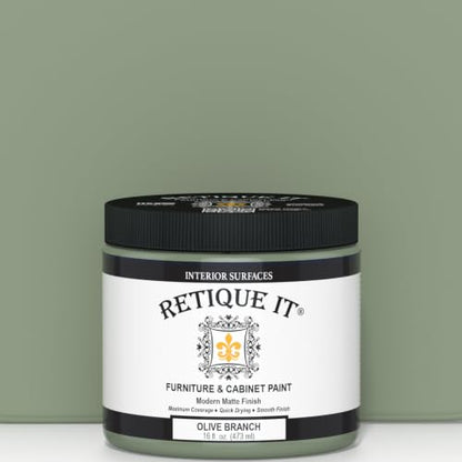 Retique It Furniture and Cabinet Paint - Paint for Cabinets, Dressers, Tables, Doors and DIY Home Decor Projects, Olive Branch, 16 oz