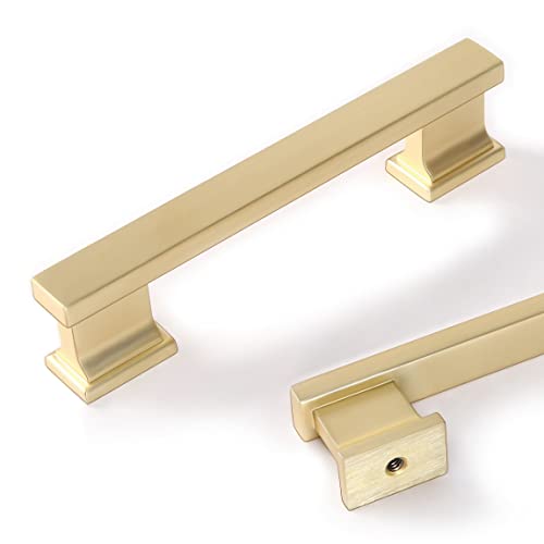 COTYKILEY 10 Pack 3.75Inch(96mm) Brushed Brass Cabinet Handles Gold Kitchen Cabinet Pulls Cabinet Door Handles Kitchen Cabinet Hardware - color: Brushed Brass, size: 3.75" Hole Center（96MM）