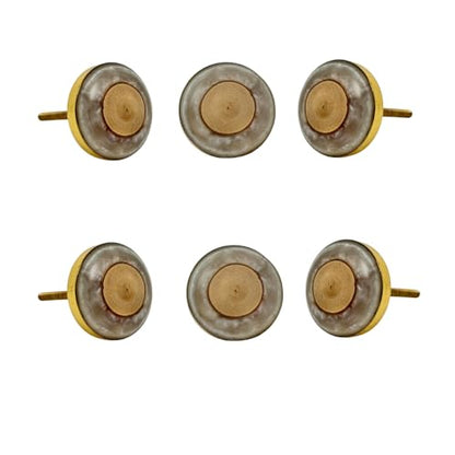 Perilla Home Set of 6 Acrylic Door Knobs - Decorative Round Door Knobs Irish Handle Elegant Addition for Cupboard Drawer Dresser Bedroom Kitchen Cabinet Wardrobe (1.5" Diameter) Brown and Off White - style: Brown and Off-White-2