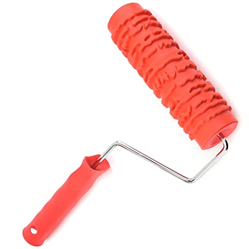 Utoolmart 7" Home Wall Rubber Paint Roller 175mm Wooden Grain Painting Roller with Plastic Handle 1Pcs - size: EG045T