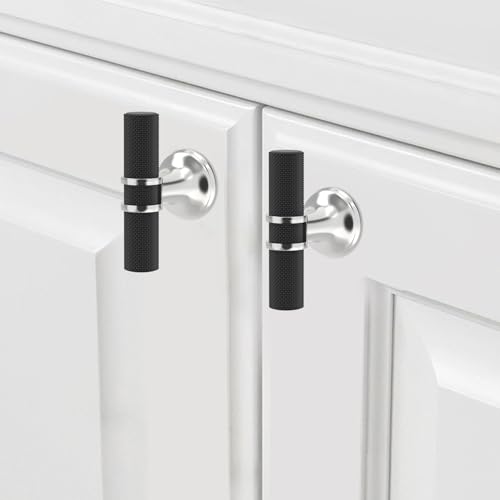 20 Pack Black and Polished Chrome Kitchen Cabinet Knobs - color: Black and Polished Chrome Knurled, size: Knobs