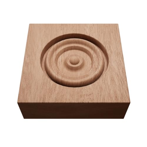 2 1/2" W x 2 1/2" H x 7/8" P Americraft Solid Hardwood Stain Grade Bullseye Rosette with Squared Edge, Sapele - color: Sapele Mahogany, size: 2.5-in. W x 2.5-in. H