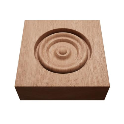2 1/2" W x 2 1/2" H x 7/8" P Americraft Solid Hardwood Stain Grade Bullseye Rosette with Squared Edge, Sapele - color: Sapele Mahogany, size: 2.5-in. W x 2.5-in. H