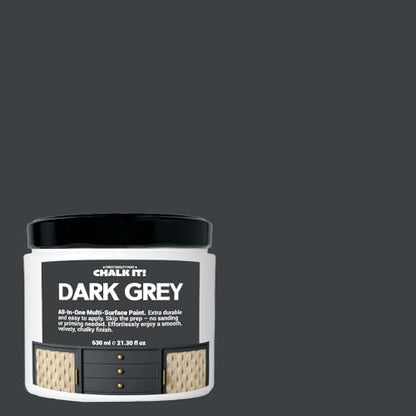 CHALK IT! All-in-One Multi-Surface Chalk Paint for Furniture & Cabinets - No Sanding, No Primer, Built-In Top Coat Water-Based, Low-Odor, Fast-Drying, Matte Finish (Dark Grey) - color: Dark Grey