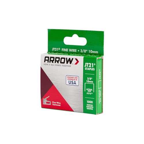 Arrow 276 JT21 Thin Wire Staples for Staple Guns and Staplers, 1000 Count - size: 3/8 Inch