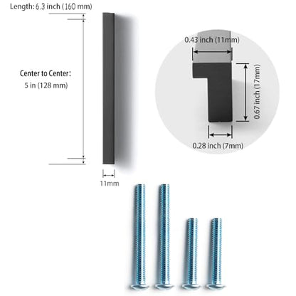 Goo-Ki 12 PCS Matte Black Finger Pulls Cabinet Pulls Black Drawer Pulls - 5 in (128mm) Hole Centers Solid Kitchen Cabinet Handles - color: Matte Black, size: 5 Inch Hole Center
