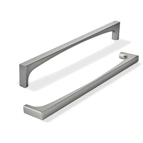khtumeware 2 Pack Solid Handles 12-Inch(305mm) Brushed Nickel Cabinet Pulls,Heavy Duty for Kitchen Cabinets, Cupboards, Drawers and Bathroom Hardware - color: Brushed Nickel, size: 12"(305mm) Hole Center, style: 2-Pack