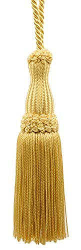 DÉCOPRO Decorative Silky 5" (12.5cm) Key Tassel 5" (12.5cm) Loop (Style# SKT) Light Gold #B7 (Light Yellow Gold) Set of 2 - color: Light Gold #B7 (Light Yellow Gold), size: Set of 2