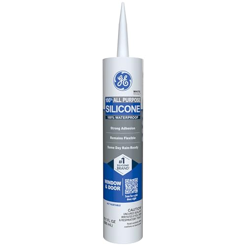GE All Purpose Silicone Caulk, White, 10.1 fl oz Cartridge, 12 Pack - 100% Waterproof Silicone Sealant, Stronger Adhesion, Freeze & Sun Proof - size: 12 Pack, style: White