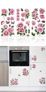 GLOBLELAND 3 Sheets Pink Rose Rub on Transfer for Furniture 6×12 inch - style: Pink Rose