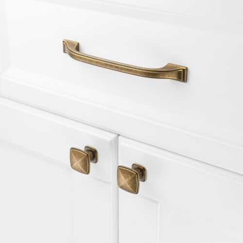 KOOFIZO 10 Pack 5 in Antique Brass Cabinet Pulls, Brass Drawer Handles 1958 - color: Antique Brass, size: 5" CC
