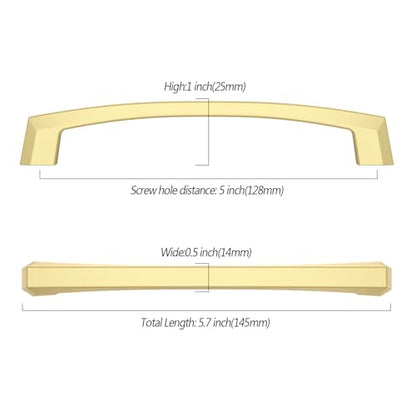 Asidrama 10 Pack 5 inch Brushed Gold Kitchen Cabinet Handles - color: Brushed Gold, size: 5" Hole Center(128mm)