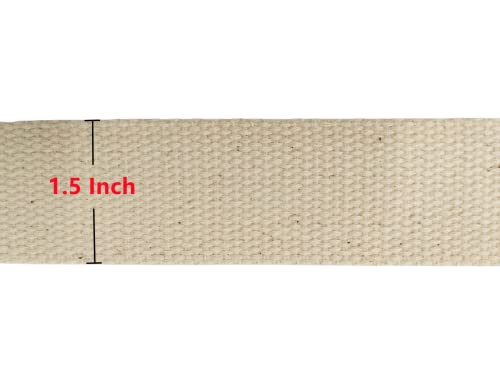 Abbaoww 11 Yards Natural Heavy Cotton Webbing 1.5 Inch for Sewing DIY Craft Bags Making Outdoor Supplies (1.5 Inch) - size: 1.5 Inch