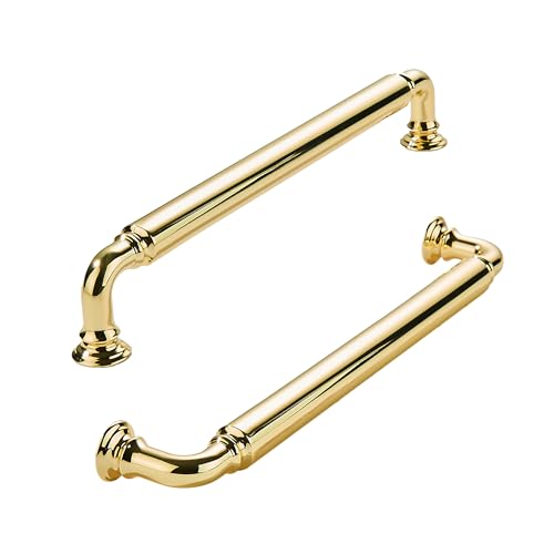 khtumeware 2-Pack Polished Brass Heavy-Duty Solid Cabinet Pulls, 6 Inch (152mm) Hole Center,Polished Gold Drawer Pulls, Cabinet Hardware, Suitable for Kitchen Cabinets, Bathrooms and Dressers - color: Polished Brass, size: 6 Inch(152mm)Hole Center