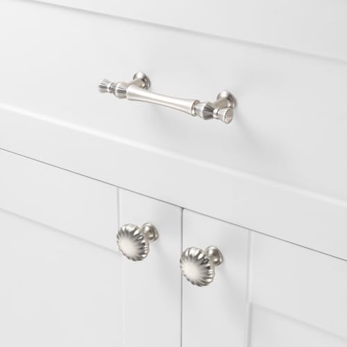 3 Inch Brushed Nickel Cabinet Pulls 10 Pack French Style P2408 - color: Brushed Nickel, size: 3" Hole Centers-10 Pcs