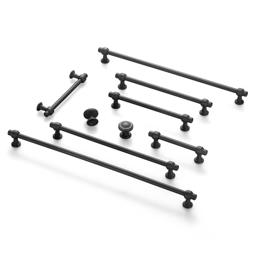 Lardmon 10 Pack 5 Inch(128mm) Hole Center Matte Dark Gunmetal Gray Modern Cabinet Pulls Kitchen Cabinet Handles Kitchen Cabinet Hardware Timeless Drawer Vanity Pulls, Gray(5x10) - color: Gray, size: 5 Inch Hole Center, style: 10 Pack