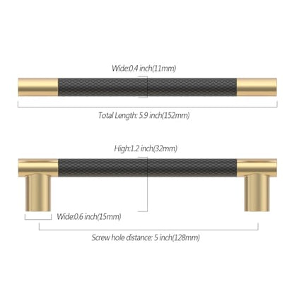 Asidrama 10 Pack 5 Inch(128mm) Knurled Black and Gold Kitchen Cabinet Handles, Cabinet Pulls Kitchen Cabinet Hardware Cupboard Handles Drawer Pulls 4496 - color: Black-Gold, size: 5" Hole Center(128mm)