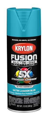 Krylon Fusion All-In-One 12 Oz. Satin Spray Paint, Lagoon Blue - 1 Each - color: Lagoon Blue, size: 1 Count (Pack of 1), style: Satin