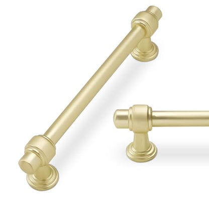 10 Pack 5inch Brushed Brass Kitchen Cabinet Handles Cabinet Pulls Gold Drawer Pulls Kitchen Cabinet Hardware Handles Dresser Handles - color: Brushed Brass, size: 5" Hole Center（128mm）