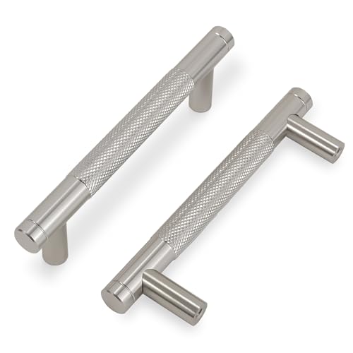 COTYKILEY 10 Pack 3 Inch(76mm) Brushed Satin Nickel Cabinet Handles Sliver Knurled Kitchen Cabinet Pulls Cabinet Door Handles Kitchen Cabinet Hardware Cupboard Drawer Pulls Dresser Handles - color: Brushed Satin Nickel, size: 3" Hole Center（76MM）
