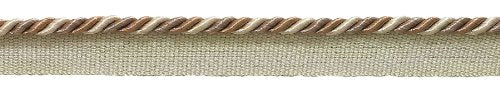 DÉCOPRO 3/16" (0.5cm) Small Shiny Twisted Rope Cord with Lip | Cord Trim # 0316BL, Taupe Beige #7245 (Light Beige, Dark Beige) 12 Yard Value Pack (36 ft/11m) - color: Taupe Beige #7245 (Light Beige, Dark Beige)